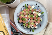 watermelon feta cucumber checkerboard salad